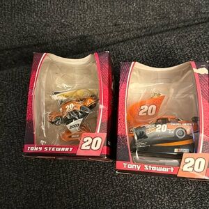 Two Tony Stewart Home Depot Christmas Ornaments by Trevor